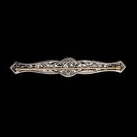 Vintage 18K White Gold Estate Diamond Bar Pin