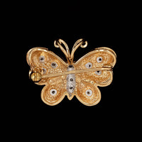 14K Yellow Gold Estate Diamond Butterfly Pin Pendant