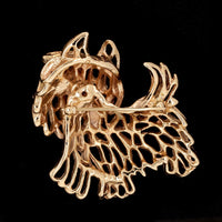 14K Two-tone Gold Estate Terrier Dog Pin