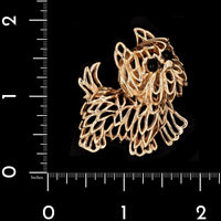 14K Two-tone Gold Estate Terrier Dog Pin