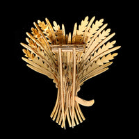 18K Yellow Gold Estate Wheat Sheaf Brooch