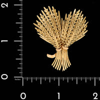 18K Yellow Gold Estate Wheat Sheaf Brooch