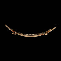 Victorian 14K Yellow Gold & Platinum Seed Pearl Crescent Moon Pin