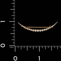 Victorian 14K Yellow Gold & Platinum Seed Pearl Crescent Moon Pin