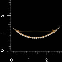 Victorian 14K Yellow Gold &amp; Platinum Estate Seed Pearl Crescent Moon Pin