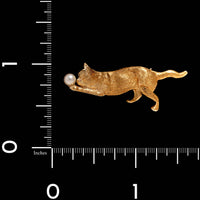 14K Yellow Gold Estate Cat Pin
