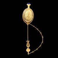 18K Yellow Gold Estate Cameo Jabot Pin