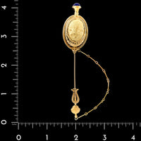18K Yellow Gold Estate Cameo Jabot Pin