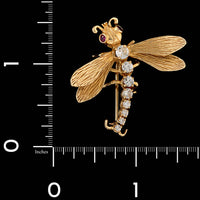 14K Yellow Gold Estate Dragonfly Pin