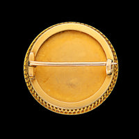 Antique 18K Yellow Gold Estate Diamond Guilloche Enamel Warrior Woman Pin