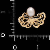 14K Yellow Gold Estate Octopus Pin Pendant