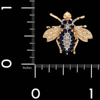 Vintage 14K Two-tone Gold Estate Sapphire and Diamond Bee Pin