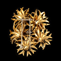 18K Two-tone Gold Estate Diamond Flower Brooch