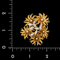 18K Two-tone Gold Estate Diamond Flower Brooch