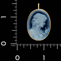 14K Yellow Gold Estate Agate Cameo Pin Pendant