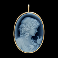 14K Yellow Gold Estate Agate Cameo Pin Pendant