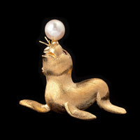 14K Yellow Gold Estate Seal Pin