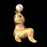 14K Yellow Gold Estate Seal Pin
