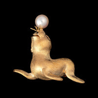 14K Yellow Gold Estate Seal Pin