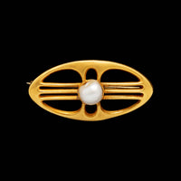 Art Nouveau 14K Yellow Gold Estate Freshwater Pearl Pin