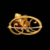 Art Nouveau 14K Yellow Gold Estate Freshwater Pearl Flower Pin