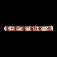 Antique 14K Yellow Gold Estate Ruby and Diamond Bar Pin
