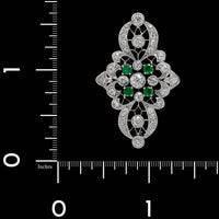 Antique Estate Platinum Estate Emerald and Diamond Pin