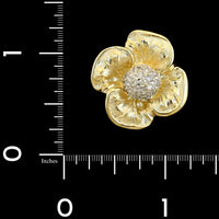 14K Yellow Gold Estate Diamond Flower Slide Pendant