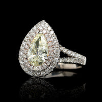 14K White Gold Estate Diamond Double Halo Engagement Ring