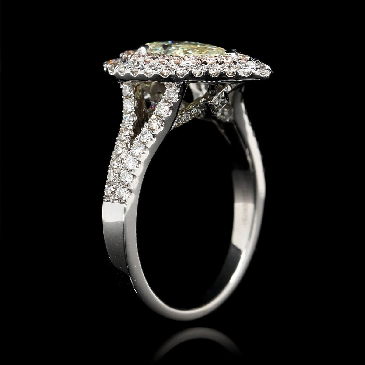 14K White Gold Estate Diamond Double Halo Engagement Ring