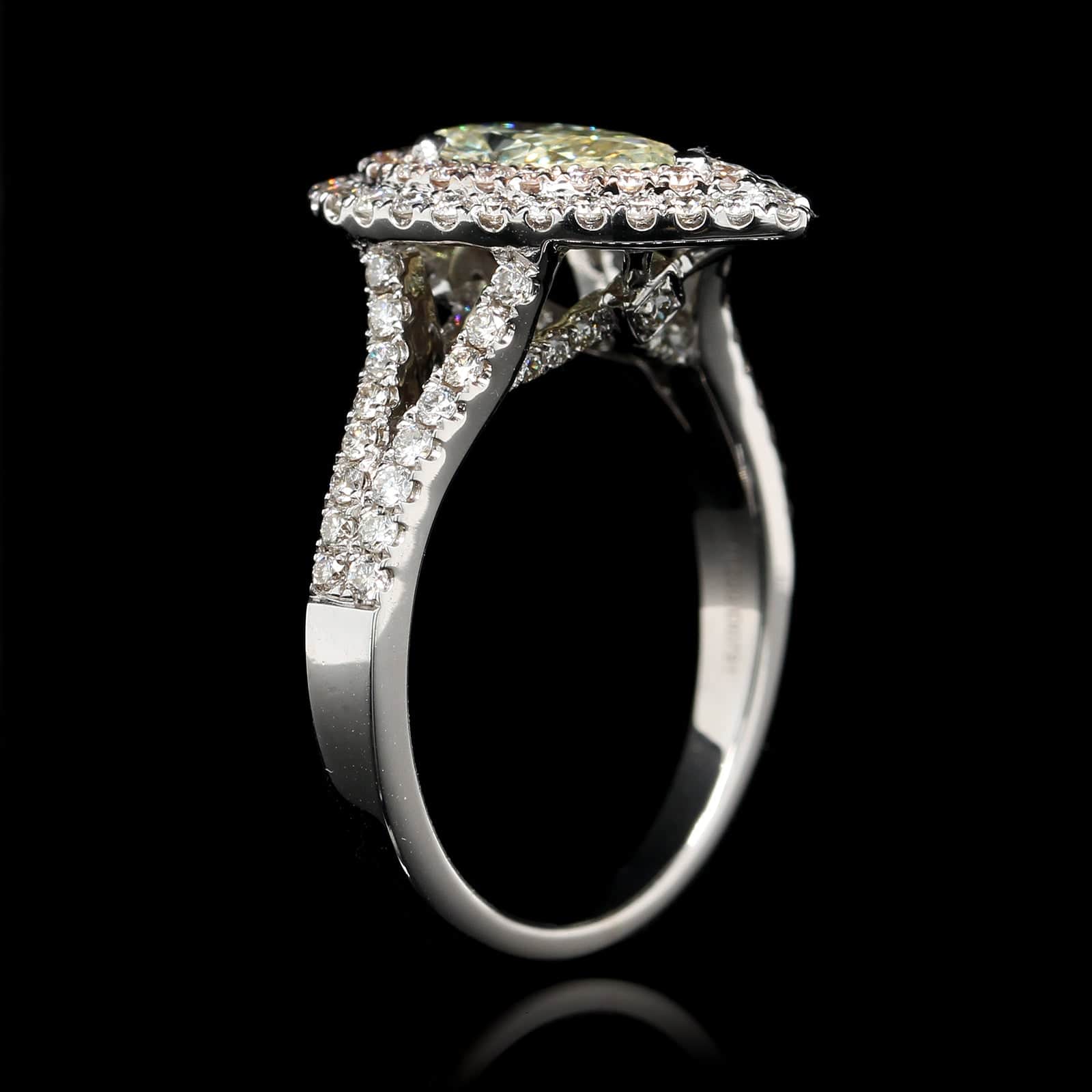 14K White Gold Estate Diamond Double Halo Engagement Ring