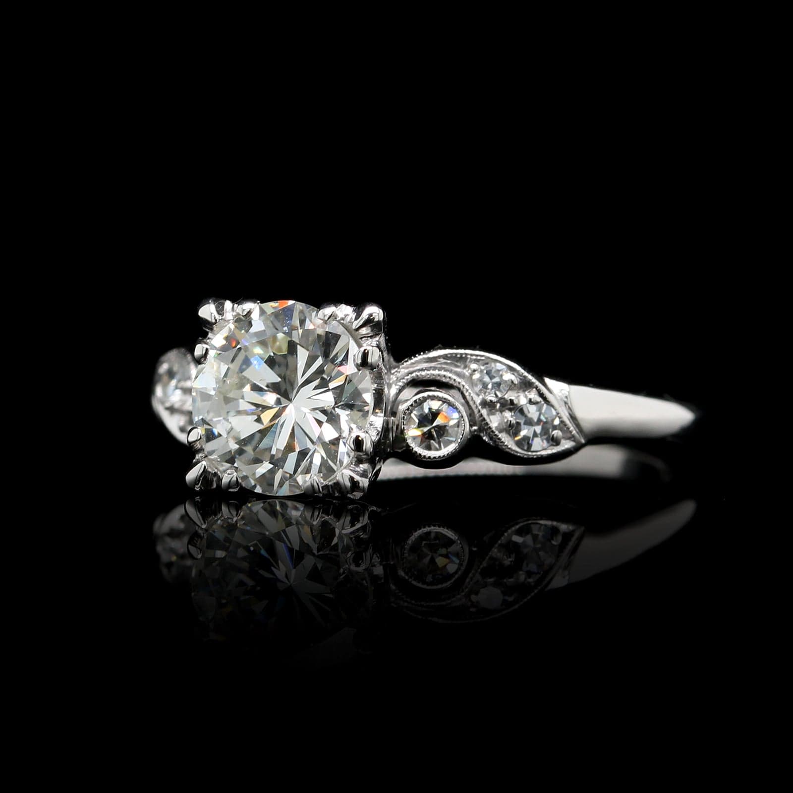 Platinum Estate Diamond Solitaire Engagement Ring