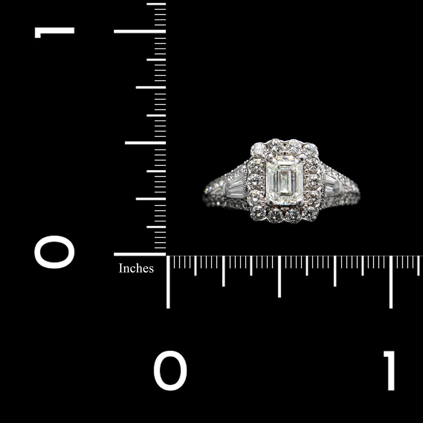 14K White Gold Estate Diamond Halo Engagement Ring