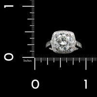 Platinum Estate Diamond Halo Engagement Ring