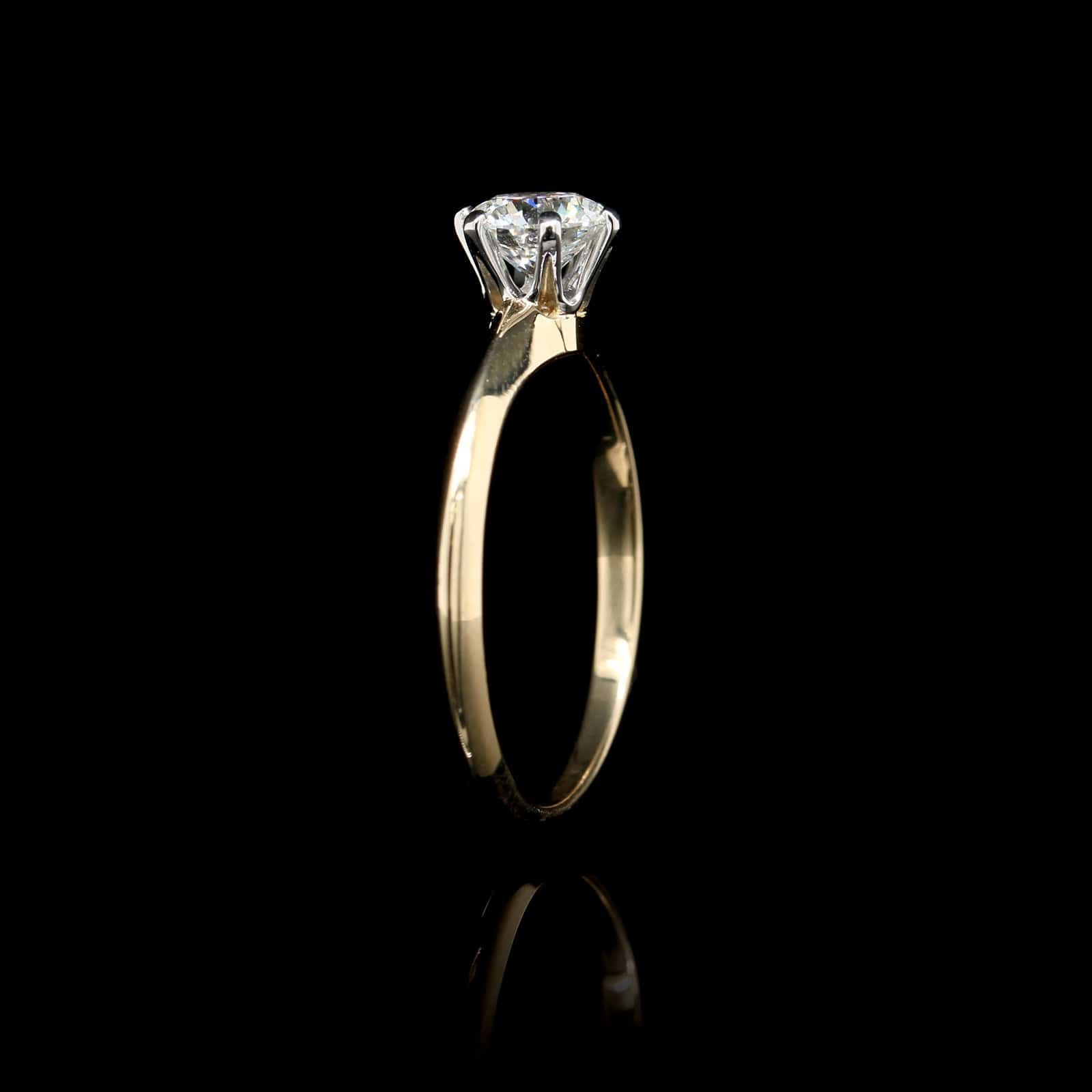 Tiffany & Co. 18K Yellow Gold and Platinum Estate Diamond Solitaire Engagement Ring
