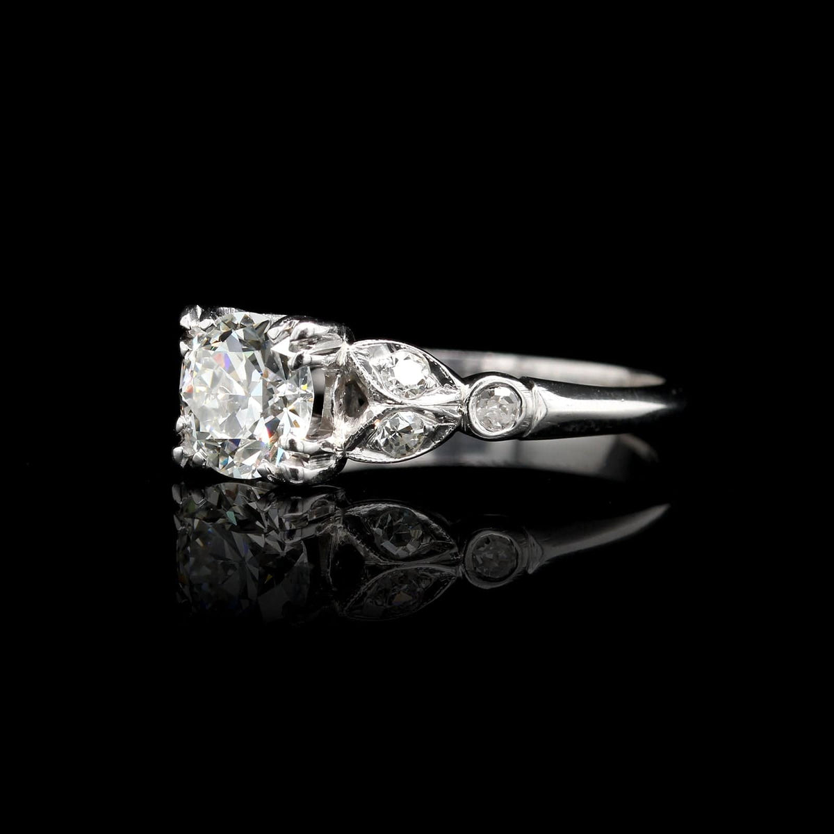 Vintage 14K White Gold Estate Diamond Engagement Ring
