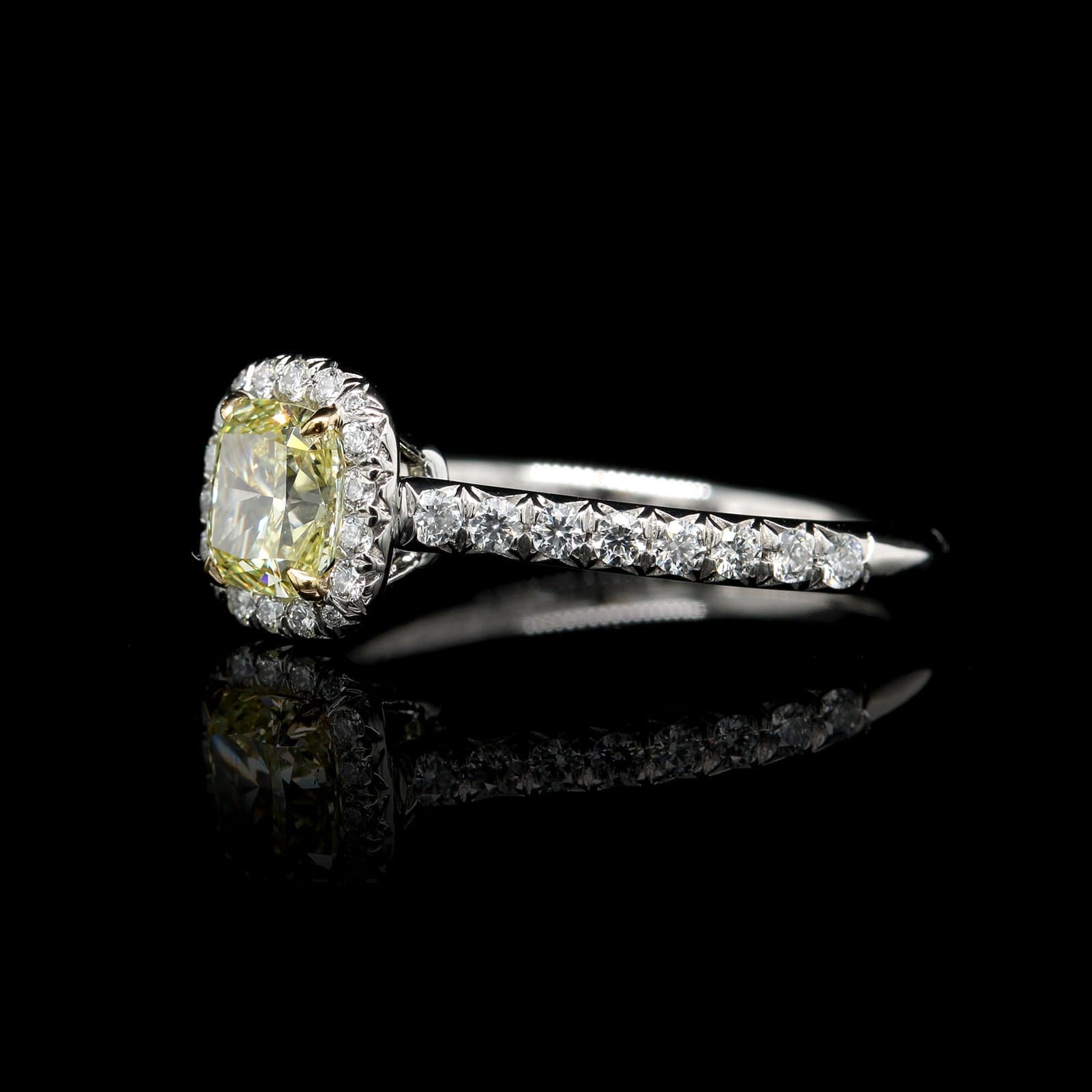 Tiffany & Co. 18K White Gold Estate Fancy Yellow Estate Diamond 'Soleste' Ring