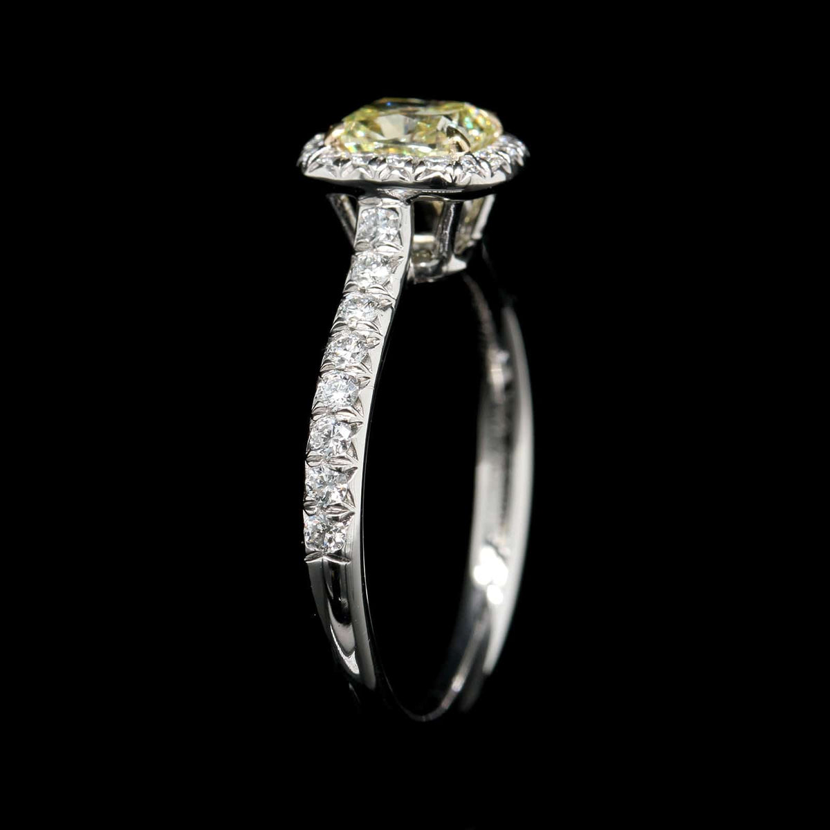 Tiffany & Co. 18K White Gold Estate Fancy Yellow Estate Diamond 'Soleste' Ring