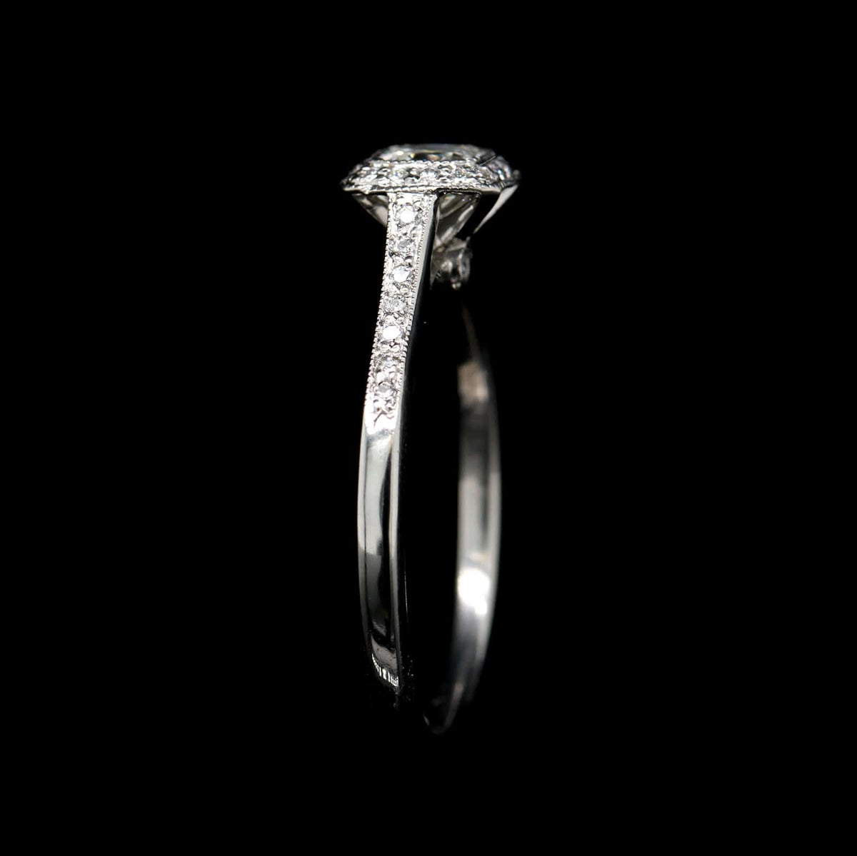 Tiffany & Co. Platinum Diamond Estate Cushion Halo Engagement Ring
