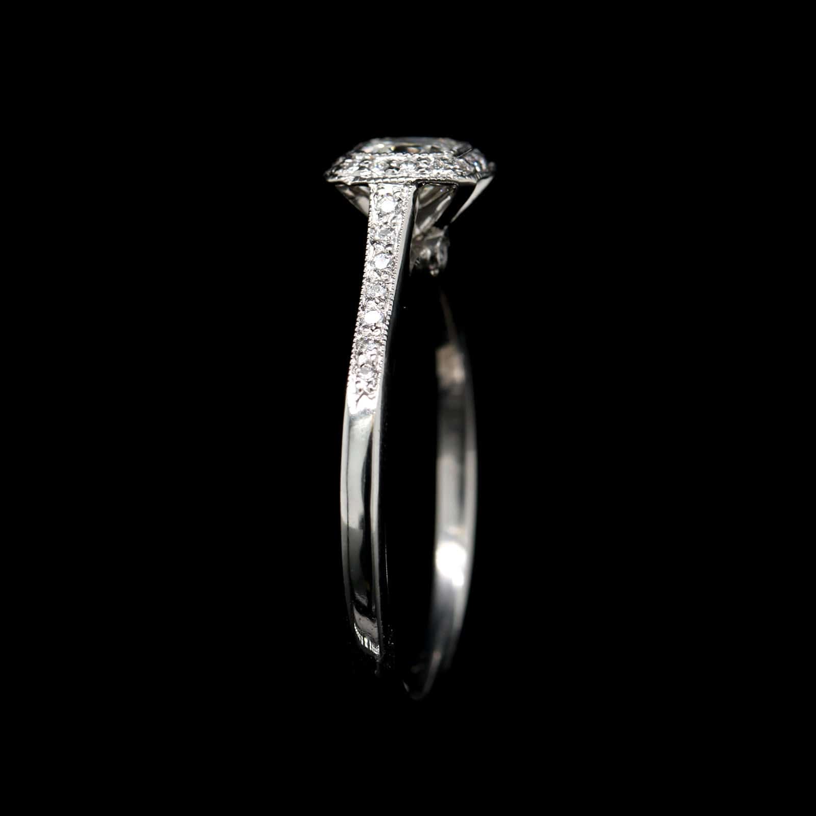 Tiffany & Co. Platinum Diamond Estate Cushion Halo Engagement Ring