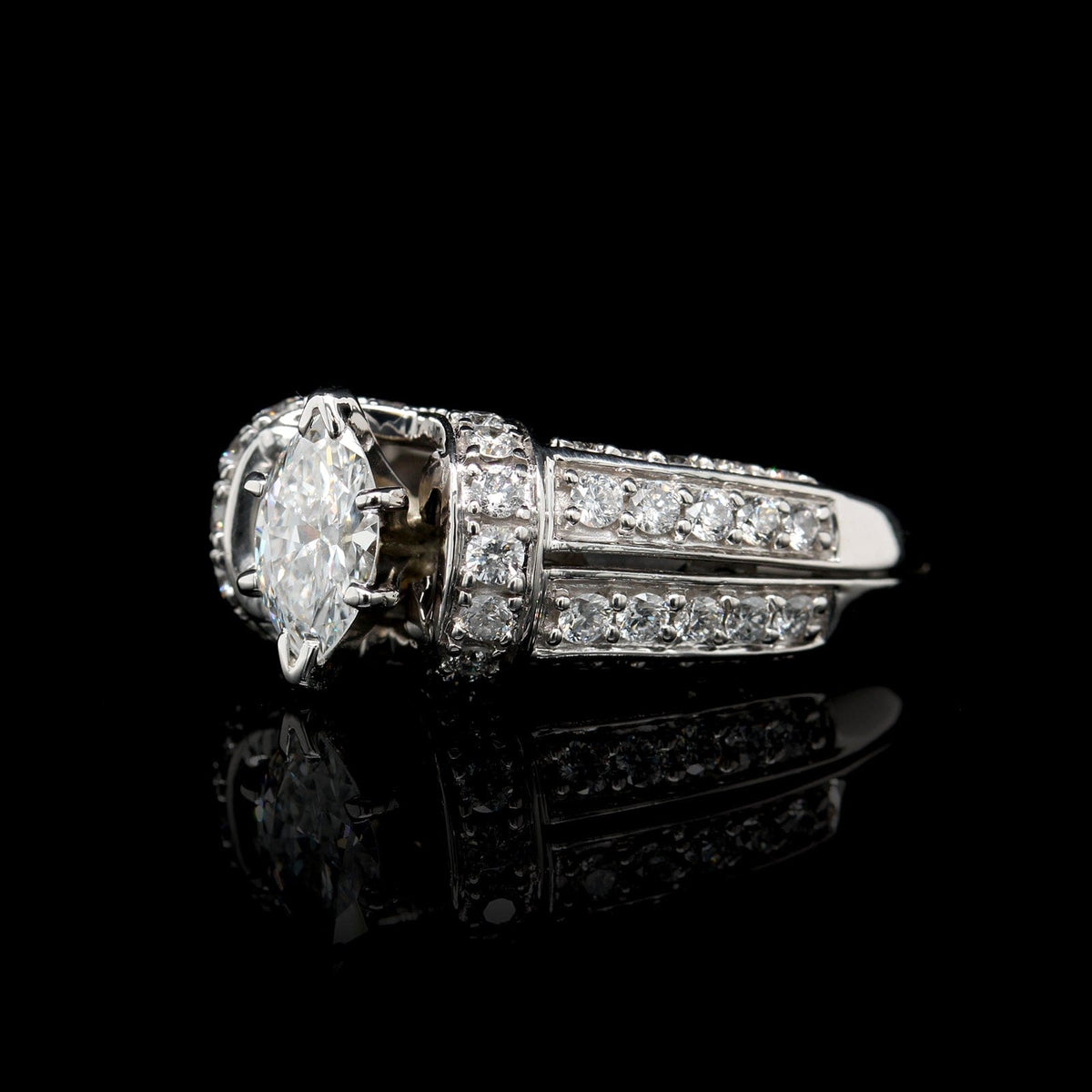 14K White Gold Estate Diamond Engagement Ring