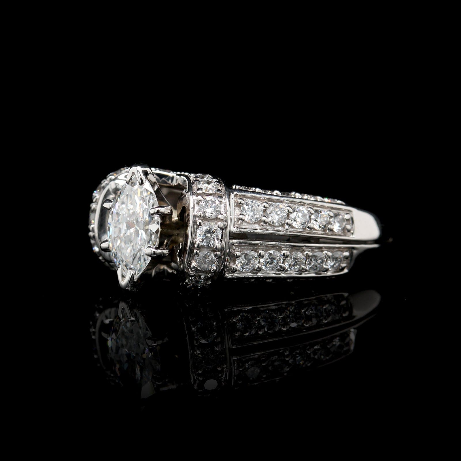14K White Gold Estate Diamond Engagement Ring