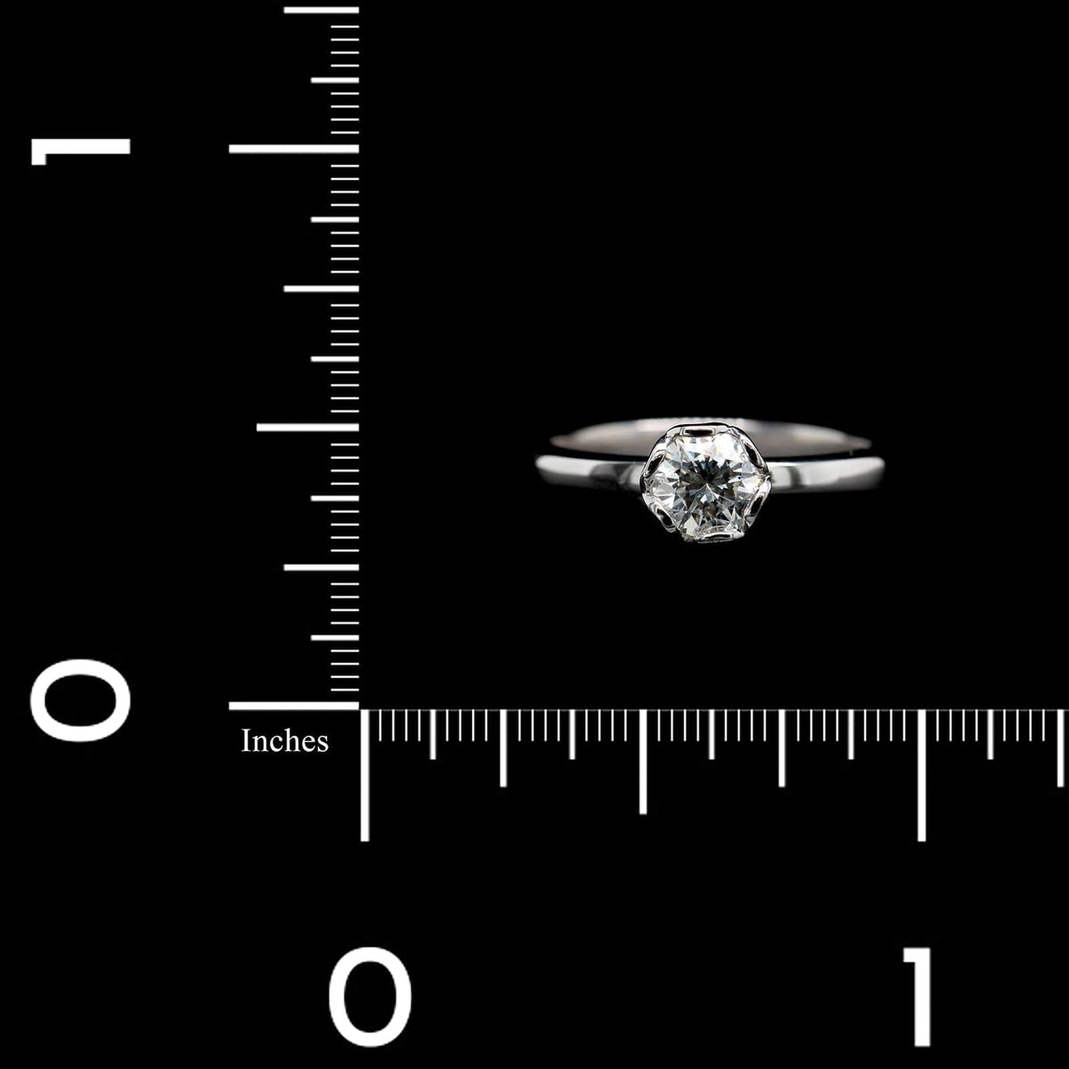 18K White Gold Estate Diamond Solitaire Engagement Ring