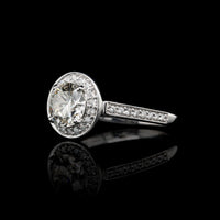 18K White Gold Estate Diamond Halo Engagement Ring
