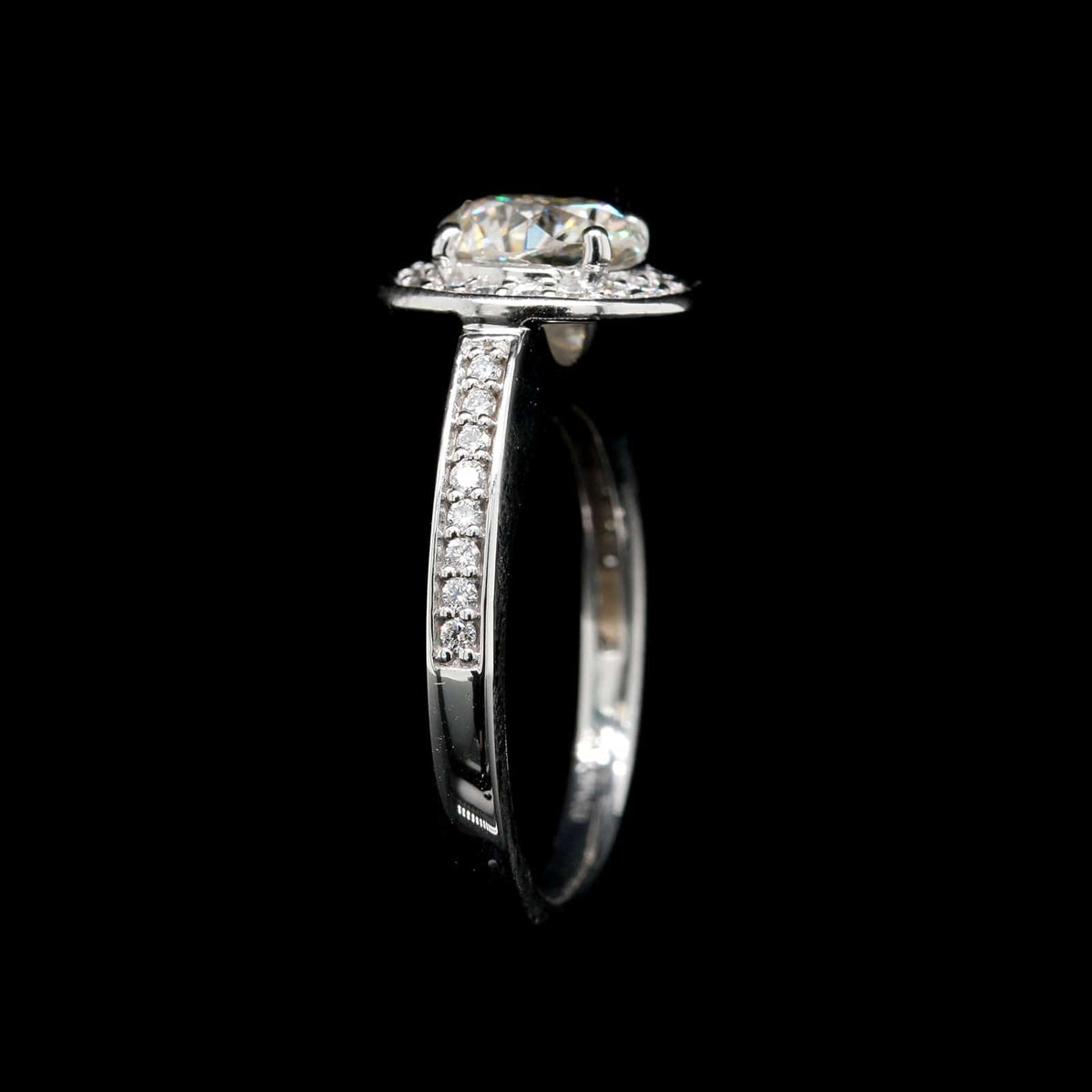 18K White Gold Estate Diamond Halo Engagement Ring