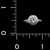 18K White Gold Estate Diamond Halo Engagement Ring