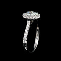 18K White Gold Estate Oval Diamond Halo Engagement Ring