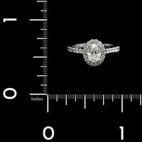 18K White Gold Estate Oval Diamond Halo Engagement Ring