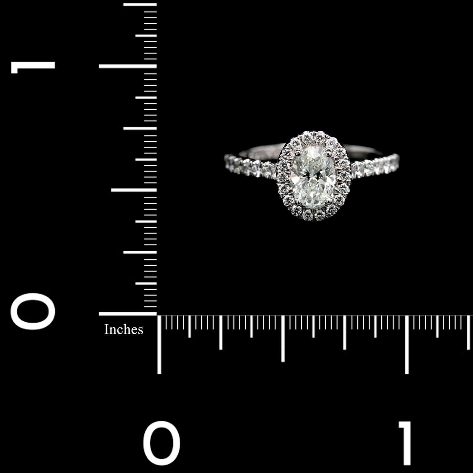 18K White Gold Estate Oval Diamond Halo Engagement Ring