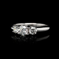 18K White Gold Estate Diamond Three Stone Engagement Ring